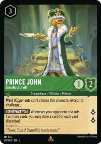 Prince John - Greediest of All - Rise of the Floodborn (2) #89/204 - Rare Disney Lorcana Trading Card
