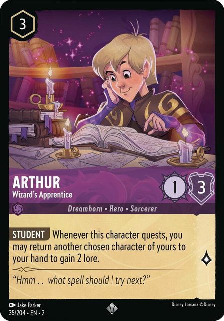 Arthur - Wizard's Apprentice - Rise of the Floodborn Disney Lorcana trading card