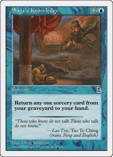 Sage's Knowledge trading card from Portal Three Kingdoms Sage's Knowledge - Portal Three Kingdoms Magic: The Gathering trading card