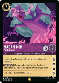 Madam Mim - Purple Dragon - Rise of the Floodborn (2) #47/204 - Legendary Disney Lorcana Trading Card