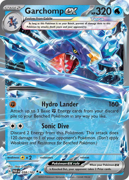 Garchomp ex - 038/182 - SV04: Paradox Rift Pokémon trading card