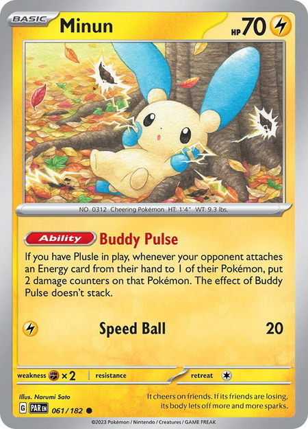 Minun - 061/182 - SV04: Paradox Rift Pokémon trading card