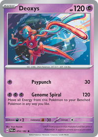 Deoxys - SV04: Paradox Rift (PAR) #074/182 - Rare Pokémon Trading Card