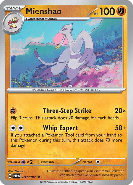 Mienshao - 097/182 - SV04: Paradox Rift Pokémon trading card