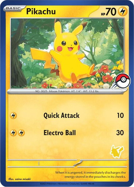 Pikachu (Blue Border) trading card from My First Battle Pikachu (Blue Border) - My First Battle Pokémon trading card