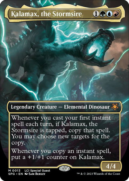 Kalamax, the Stormsire (Borderless) trading card from Special Guests Kalamax, the Stormsire (Borderless) - Special Guests Magic: The Gathering trading card