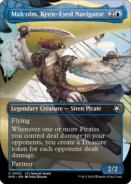 Malcolm, Keen-Eyed Navigator (Borderless) - Special Guests Magic: The Gathering trading card