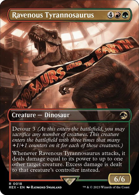 Ravenous Tyrannosaurus (Borderless) - Universes Beyond: Jurassic World Collection Magic: The Gathering trading card