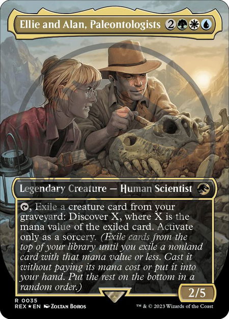 Ellie and Alan, Paleontologists (Borderless) (Emblem) - Universes Beyond: Jurassic World Collection Magic: The Gathering trading card