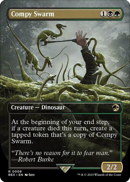 Compy Swarm (Borderless) - Universes Beyond: Jurassic World Collection Magic: The Gathering trading card