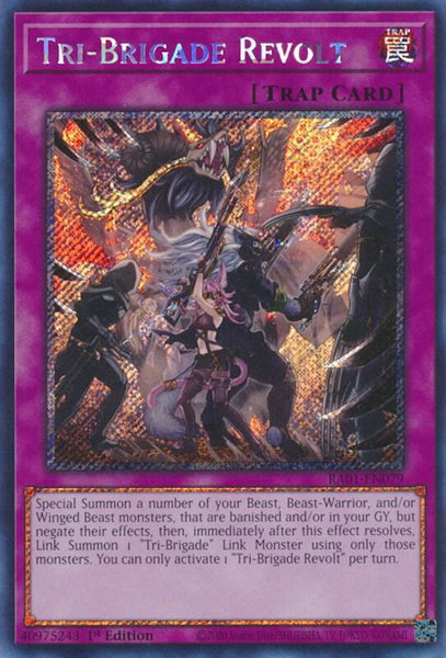 Tri-Brigade Revolt (Platinum Secret Rare) trading card from 25th Anniversary Rarity Collection Tri-Brigade Revolt (Platinum Secret Rare) - 25th Anniversary Rarity Collection YuGiOh trading card