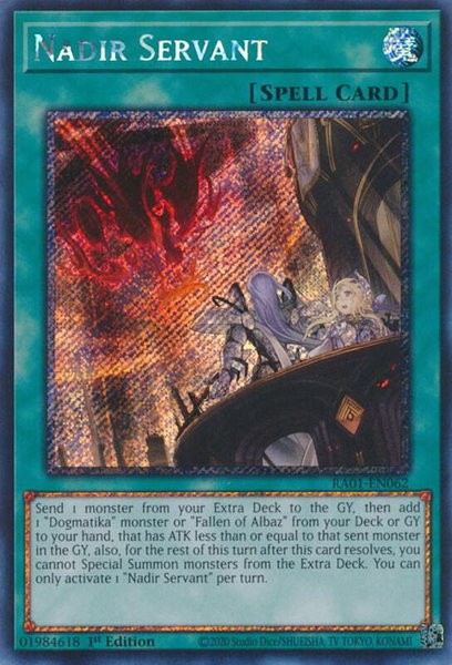 Nadir Servant (Platinum Secret Rare) trading card from 25th Anniversary Rarity Collection Nadir Servant (Platinum Secret Rare) - 25th Anniversary Rarity Collection YuGiOh trading card