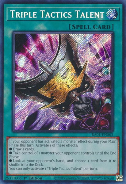 Triple Tactics Talent (Secret Rare) trading card from 25th Anniversary Rarity Collection Triple Tactics Talent (Secret Rare) - 25th Anniversary Rarity Collection YuGiOh trading card