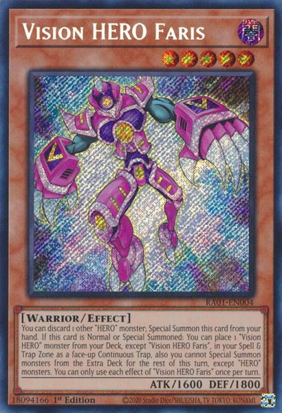 Vision HERO Faris (Secret Rare) trading card from 25th Anniversary Rarity Collection Vision HERO Faris (Secret Rare) - 25th Anniversary Rarity Collection YuGiOh trading card