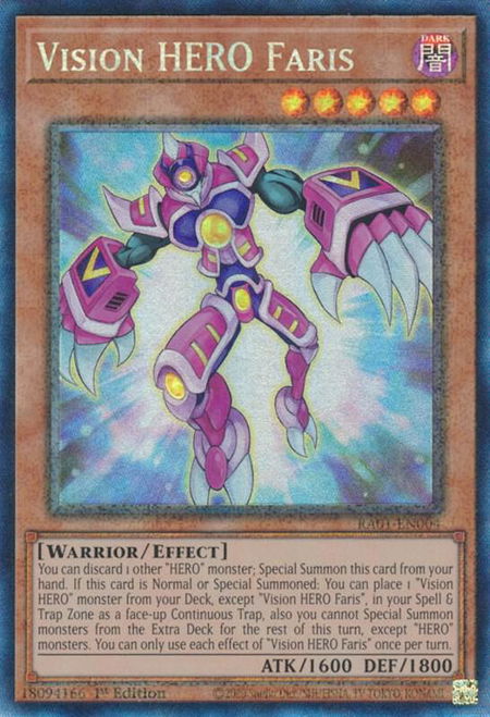 Vision HERO Faris (PCR) - 25th Anniversary Rarity Collection YuGiOh trading card