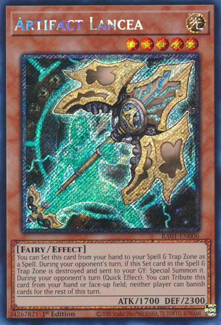 Artifact Lancea (Platinum Secret Rare) - 25th Anniversary Rarity Collection YuGiOh trading card