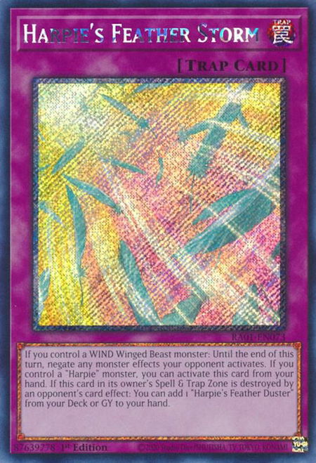 Harpie's Feather Storm (Platinum Secret Rare) - 25th Anniversary Rarity Collection YuGiOh trading card