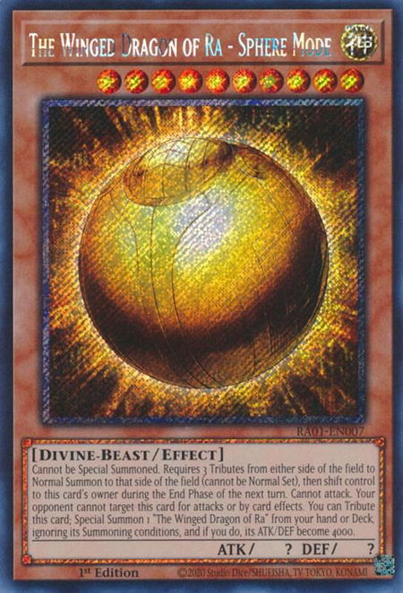 The Winged Dragon of Ra - Sphere Mode (Platinum Secret Rare) - 25th Anniversary Rarity Collection YuGiOh trading card