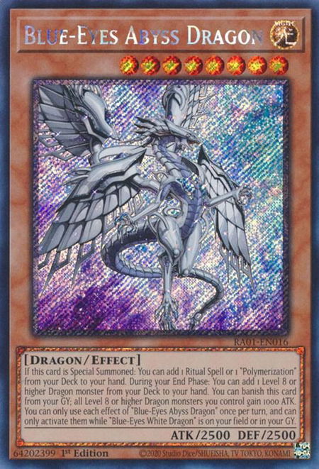 Blue-Eyes Abyss Dragon (Platinum Secret Rare) - 25th Anniversary Rarity Collection YuGiOh trading card