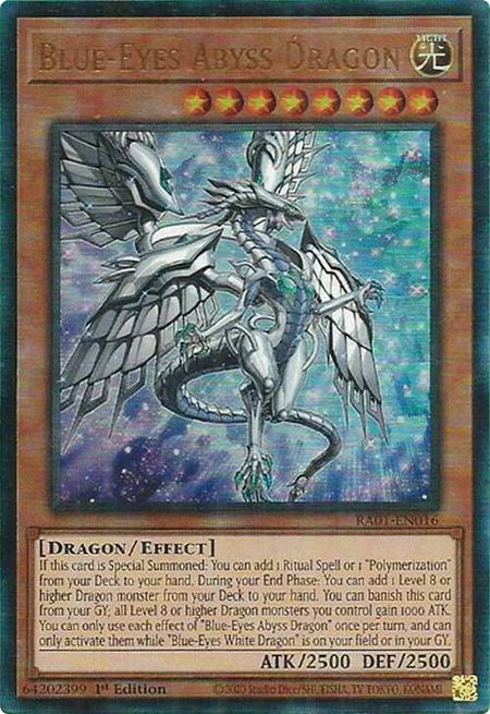 Blue-Eyes Abyss Dragon (PUR) trading card from 25th Anniversary Rarity Collection Blue-Eyes Abyss Dragon (PUR) - 25th Anniversary Rarity Collection YuGiOh trading card