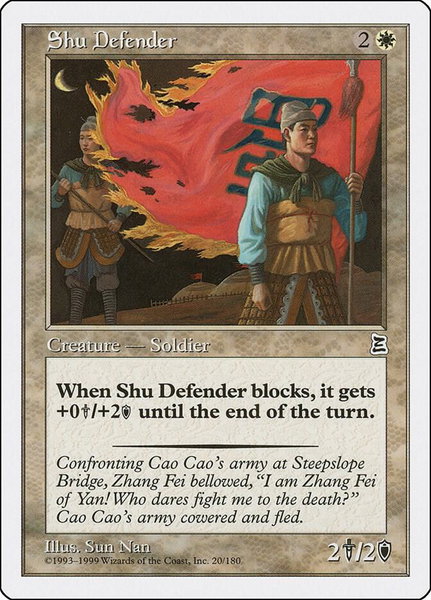 Shu Defender - Portal Three Kingdoms Magic: The Gathering trading card