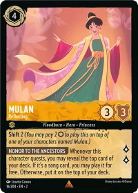 Mulan - Reflecting - Rise of the Floodborn (2) #16/204 - Rare Disney Lorcana Trading Card