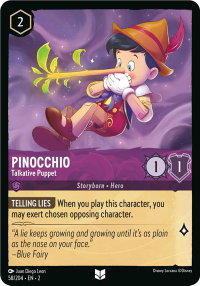 Pinocchio - Talkative Puppet - Rise of the Floodborn (2) #58/204 - Uncommon Disney Lorcana Trading Card