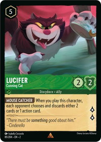 Lucifer - Cunning Cat - Rise of the Floodborn (2) #85/204 - Rare Disney Lorcana Trading Card