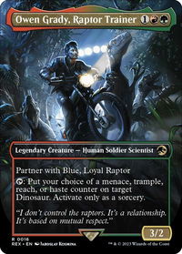 Owen Grady, Raptor Trainer (Borderless) - Universes Beyond: Jurassic World Collection (REX) #16 - Rare Magic: The Gathering Trading Card
