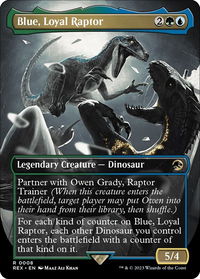 Blue, Loyal Raptor (Borderless) - Universes Beyond: Jurassic World Collection (REX) #8 - Rare Magic: The Gathering Trading Card