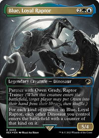 Blue, Loyal Raptor (Borderless) (Emblem) - Universes Beyond: Jurassic World Collection (REX) #33 - Rare Magic: The Gathering Trading Card