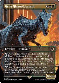 Grim Giganotosaurus (Borderless) - Universes Beyond: Jurassic World Collection (REX) #11 - Rare Magic: The Gathering Trading Card