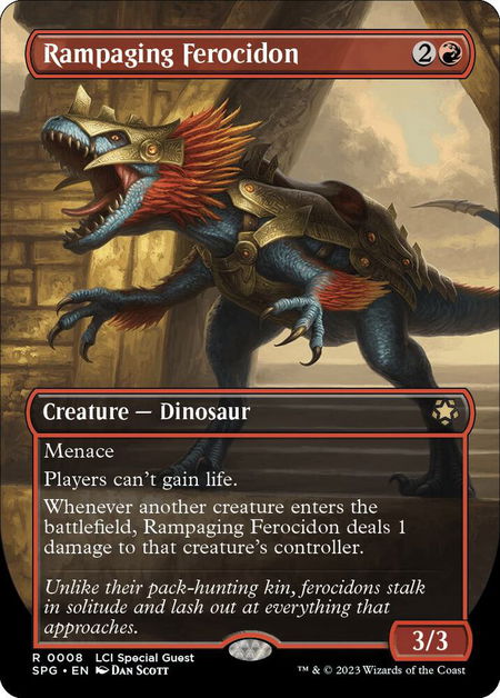Rampaging Ferocidon (Borderless) trading card from Special Guests Rampaging Ferocidon (Borderless) - Special Guests Magic: The Gathering trading card