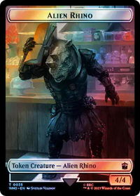 Alien Rhino // Alien Salamander Double-Sided Token (Surge Foil) - Universes Beyond: Doctor Who (WHO) #3 // 16 - Token Magic: The Gathering Trading Card