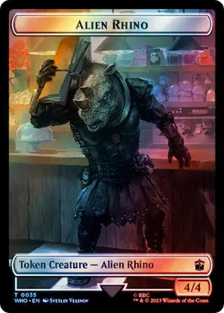 Alien Rhino // Alien Salamander Double-Sided Token (Surge Foil) - Universes Beyond: Doctor Who Magic: The Gathering trading card