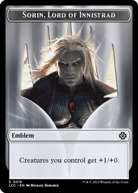Emblem - Sorin, Lord of Innistrad // Vampire (0004) Double-Sided Token - Commander: The Lost Caverns of Ixalan (LCC) #16 // 4 - Token Magic: The Gathering Trading Card