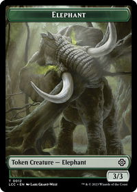 Elephant // Dinosaur Double-Sided Token - Commander: The Lost Caverns of Ixalan (LCC) #12 // 10 - Token Magic: The Gathering Trading Card