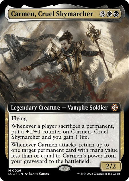 Carmen, Cruel Skymarcher (Extended Art) - Commander: The Lost Caverns of Ixalan Magic: The Gathering trading card