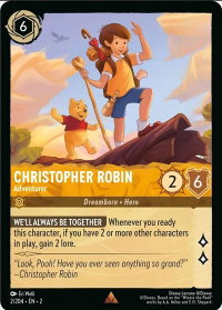 Christopher Robin - Adventurer - Rise of the Floodborn (2) #2/204 - Rare Disney Lorcana Trading Card