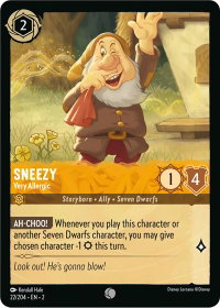 Sneezy - Very Allergic - Rise of the Floodborn (2) #22/204 - Common Disney Lorcana Trading Card