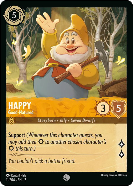 Happy - Good-Natured - Rise of the Floodborn Disney Lorcana trading card
