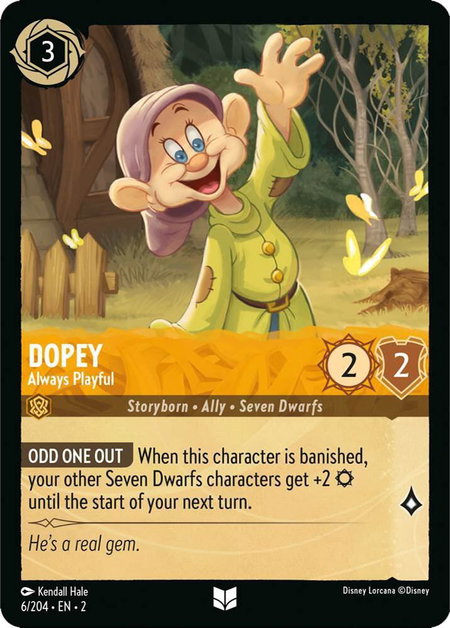 Dopey - Always Playful - Rise of the Floodborn Disney Lorcana trading card