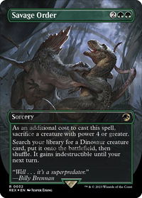 Savage Order (Borderless) (Emblem) - Universes Beyond: Jurassic World Collection (REX) #32 - Rare Magic: The Gathering Trading Card