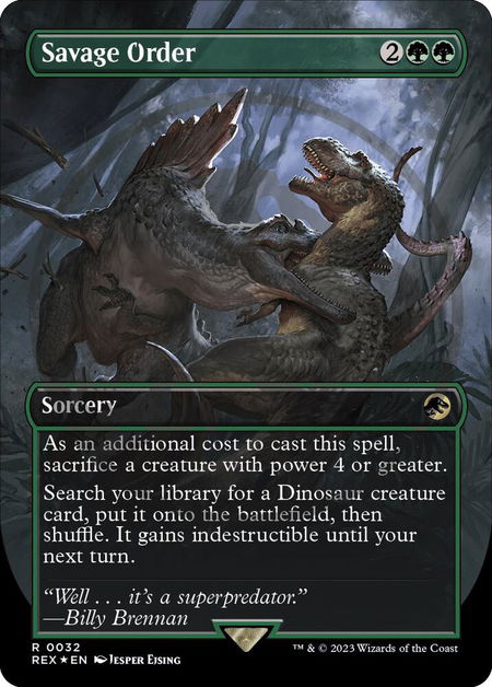 Savage Order (Borderless) (Emblem) - Universes Beyond: Jurassic World Collection Magic: The Gathering trading card