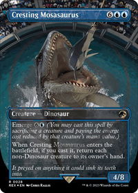 Cresting Mosasaurus (Borderless) (Emblem) - Universes Beyond: Jurassic World Collection (REX) #28 - Rare Magic: The Gathering Trading Card