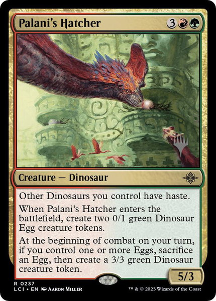 Palani's Hatcher trading card from Promo Pack: The Lost Caverns of Ixalan Palani's Hatcher - Promo Pack: The Lost Caverns of Ixalan Magic: The Gathering trading card