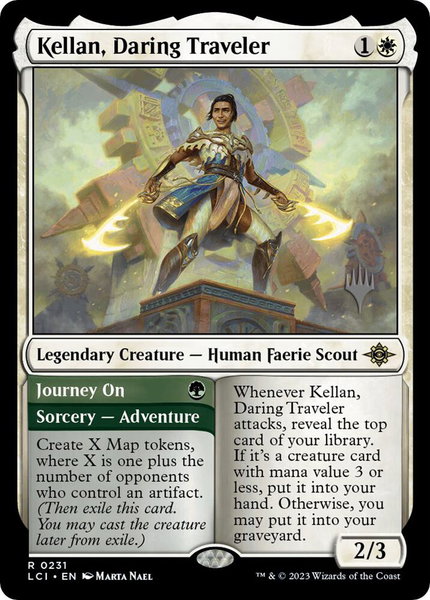 Kellan, Daring Traveler trading card from Promo Pack: The Lost Caverns of Ixalan Kellan, Daring Traveler - Promo Pack: The Lost Caverns of Ixalan Magic: The Gathering trading card
