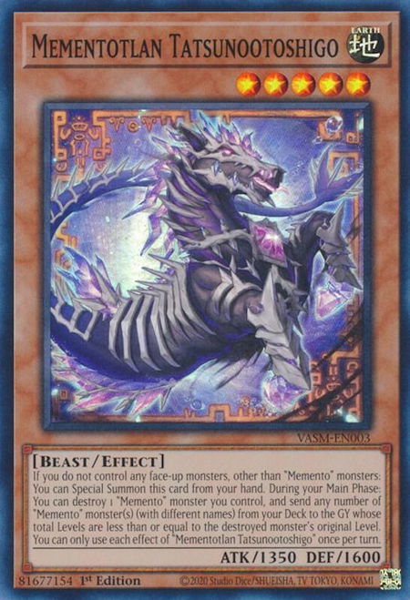 Mementotlan Tatsunootoshigo - Valiant Smashers YuGiOh trading card