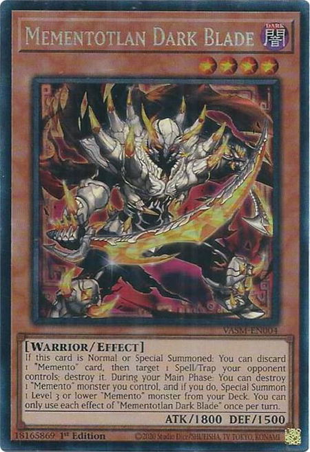 Mementotlan Dark Blade (CR) - Valiant Smashers YuGiOh trading card