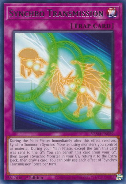 Synchro Transmission trading card from Valiant Smashers Synchro Transmission - Valiant Smashers YuGiOh trading card